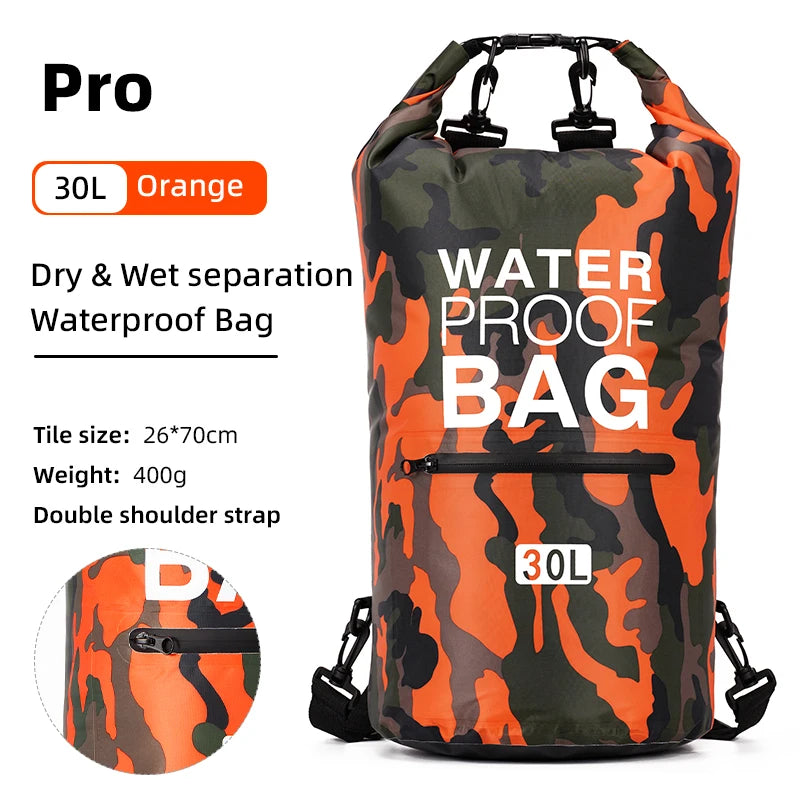 30L 15L Waterproof Dry Bags With Wet Separation Pocket