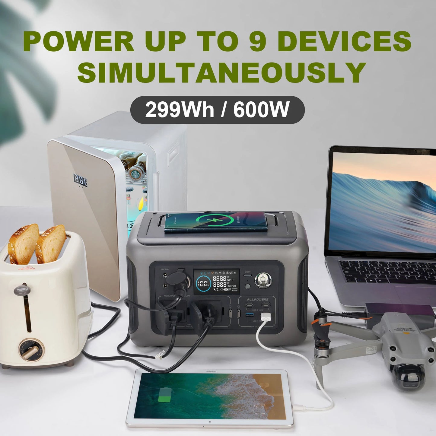 ALLPOWERS Portable Power Station R600, 299Wh LiFeP04 Battery