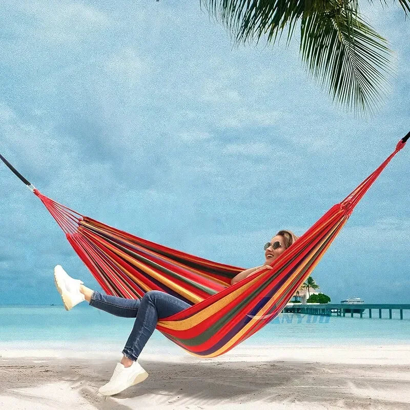 WESTTUNE Outdoor Canvas Hammock Camping Swing with Tree Ropes Load-bearing