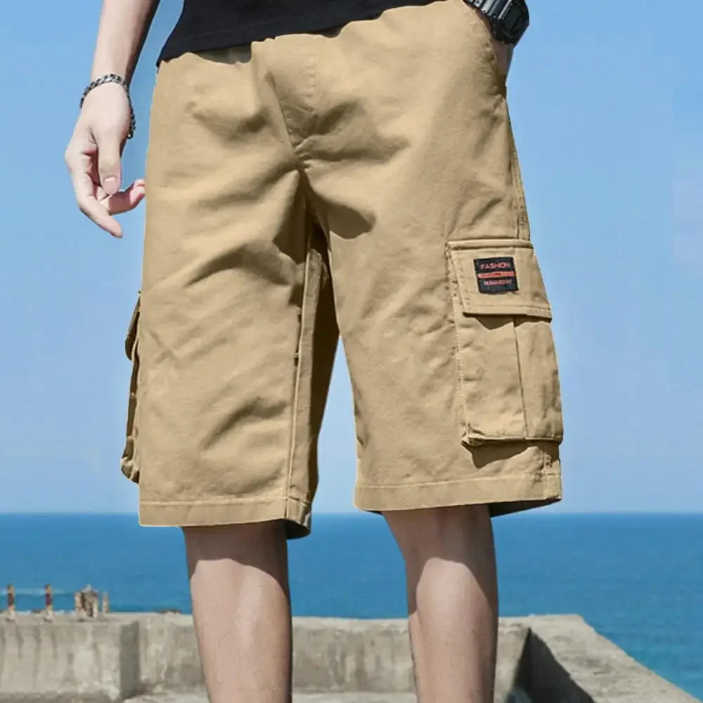 Men Shorts Men's Cargo Shorts with Multiple Pockets Elastic Waist Breathable Fabric for Summer