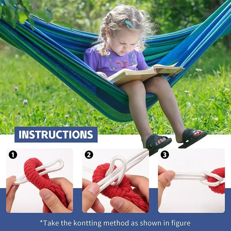 WESTTUNE Outdoor Canvas Hammock Camping Swing with Tree Ropes Load-bearing