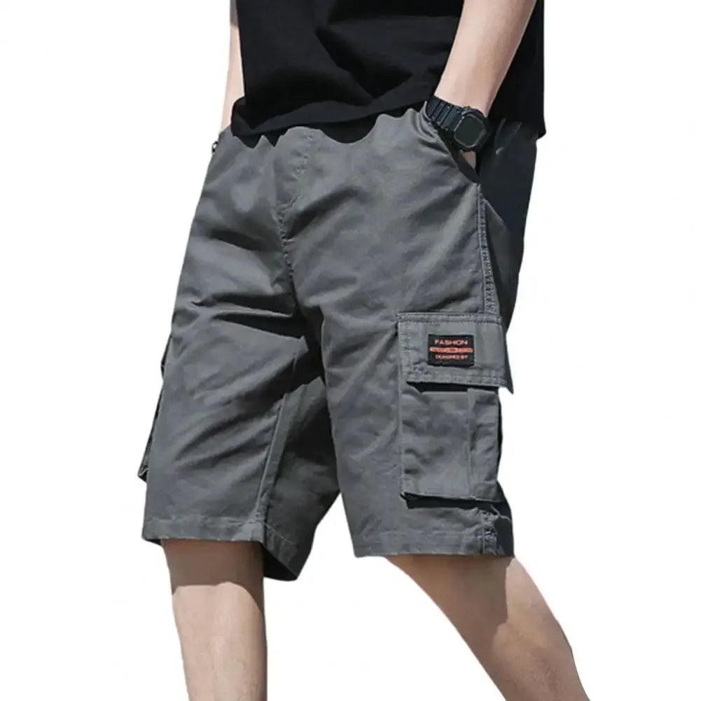 Men Shorts Men's Cargo Shorts with Multiple Pockets Elastic Waist Breathable Fabric for Summer