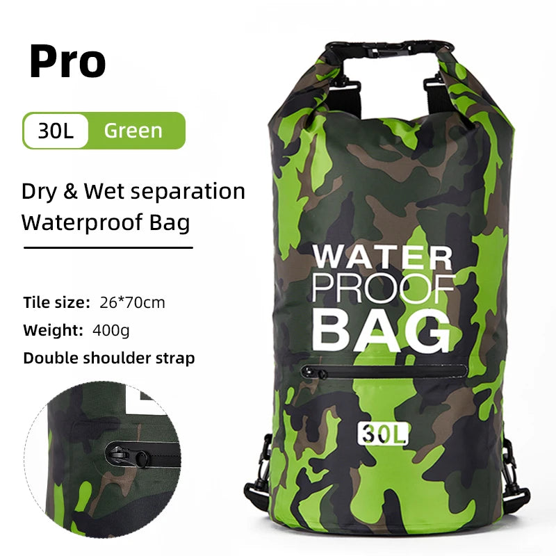 30L 15L Waterproof Dry Bags With Wet Separation Pocket