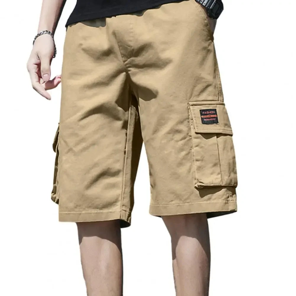 Men Shorts Men's Cargo Shorts with Multiple Pockets Elastic Waist Breathable Fabric for Summer
