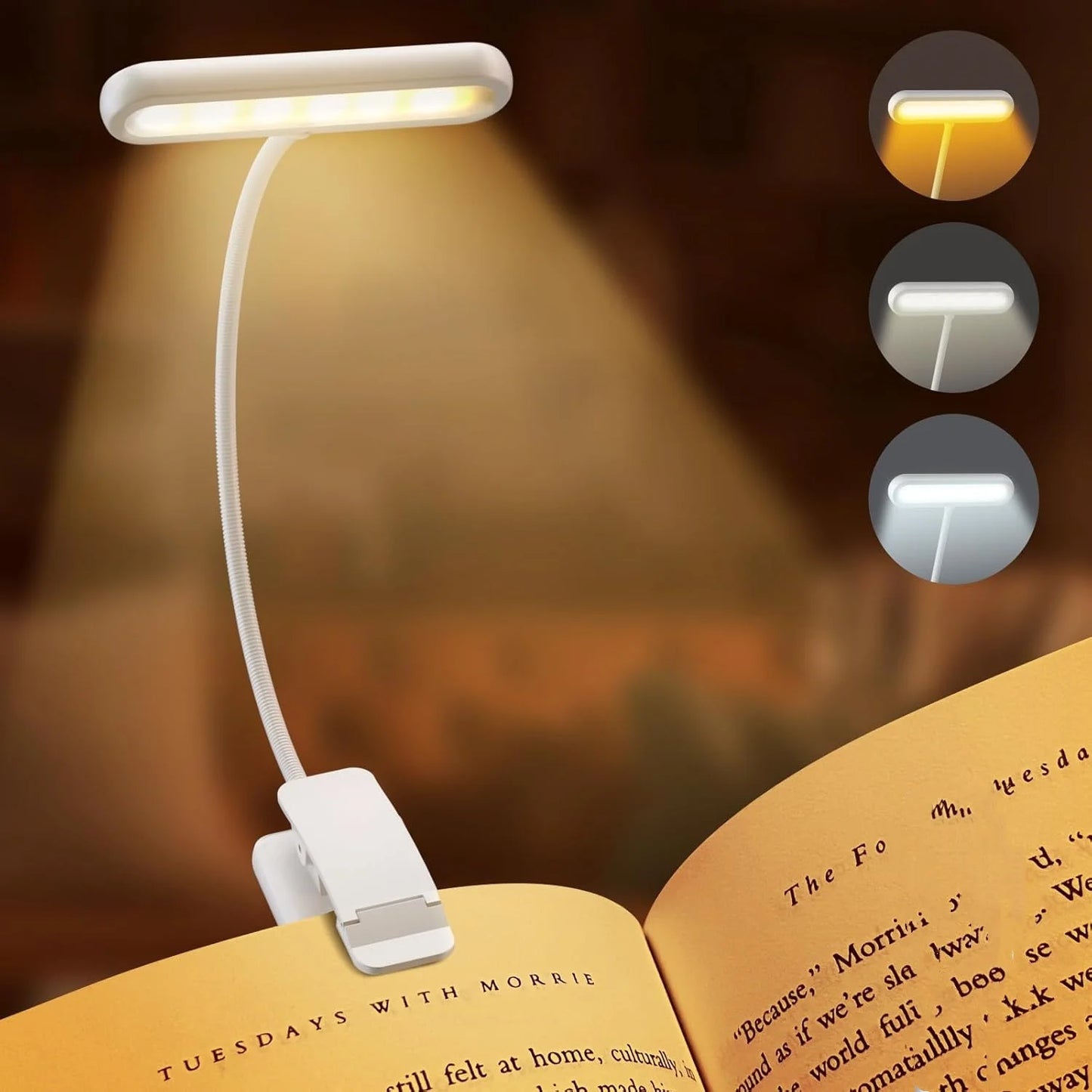 14Leds Book Light USB Rechargeable Reading Light Warm Cool White