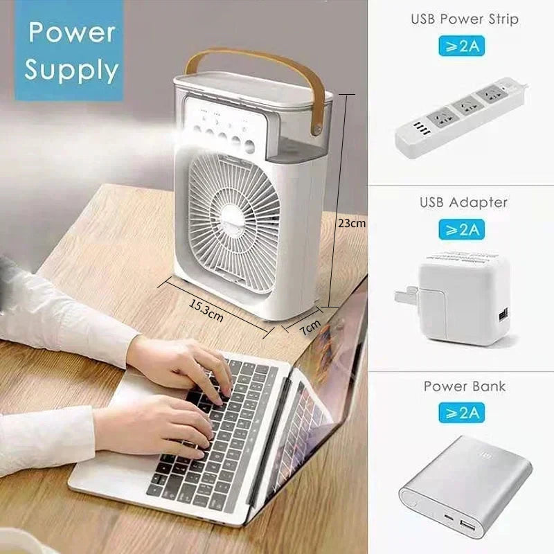 New 3 In 1 Fan AIr Conditioner Household Mini Air Cooler LED