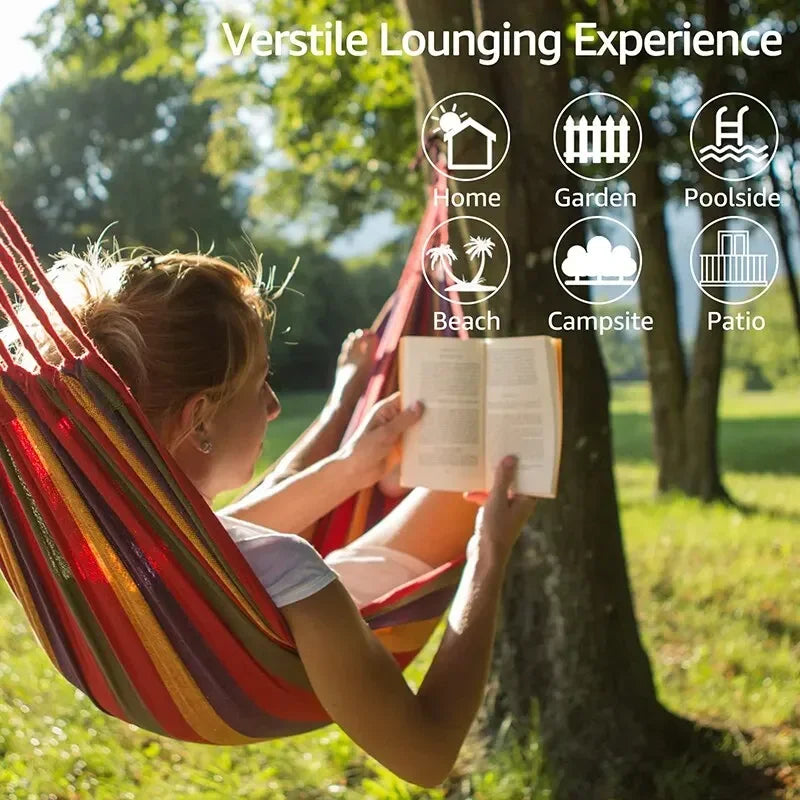 WESTTUNE Outdoor Canvas Hammock Camping Swing with Tree Ropes Load-bearing