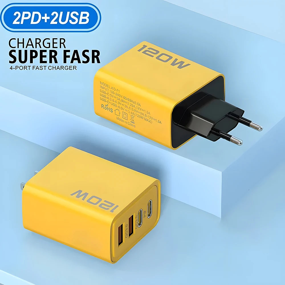 4 Ports USB C PD Charger Quick Charge 3.0 Type C