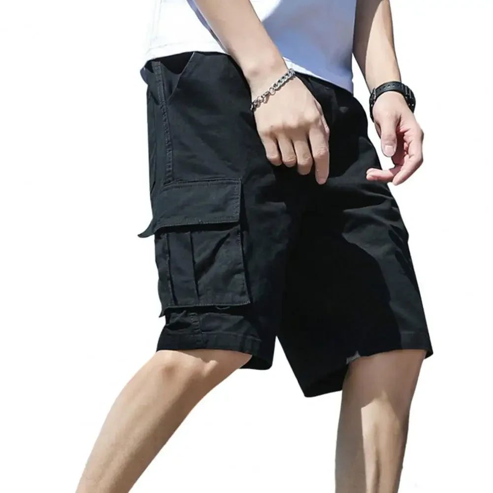 Men Shorts Men's Cargo Shorts with Multiple Pockets Elastic Waist Breathable Fabric for Summer