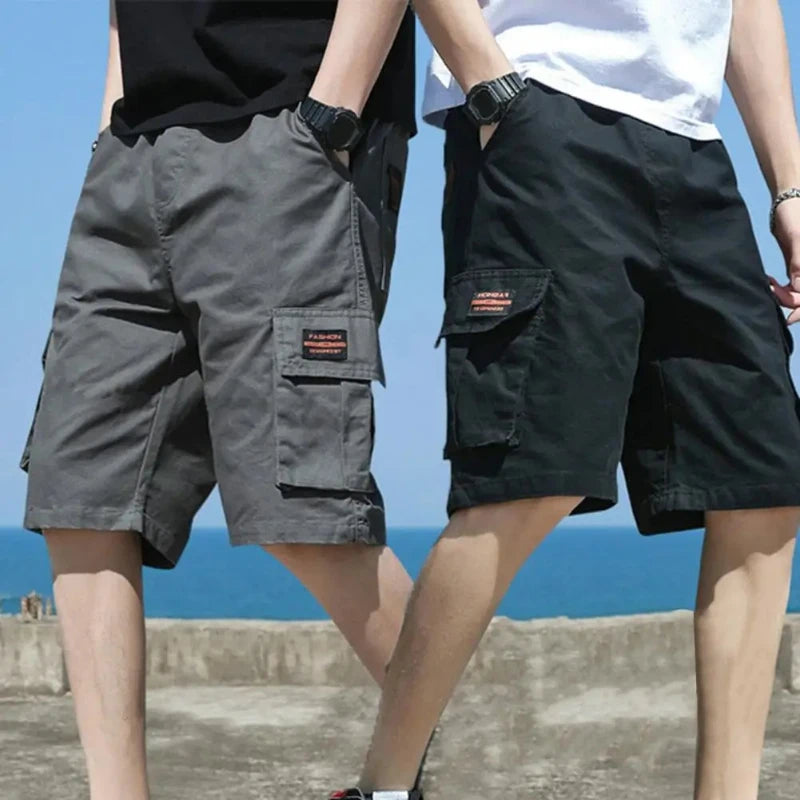 Men Shorts Men's Cargo Shorts with Multiple Pockets Elastic Waist Breathable Fabric for Summer