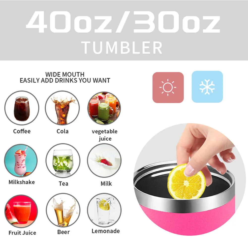 30oz/40OZ Stainless Steel Tumbler Large Capacity Thermal Bottle Double Vacuum Flasks Keep