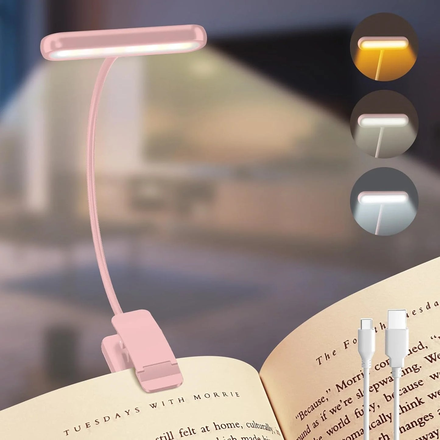 14Leds Book Light USB Rechargeable Reading Light Warm Cool White