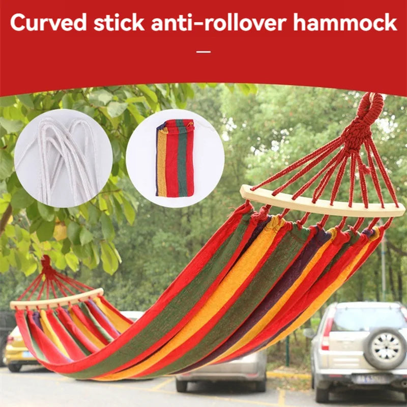 WESTTUNE Outdoor Canvas Hammock Camping Swing with Tree Ropes Load-bearing