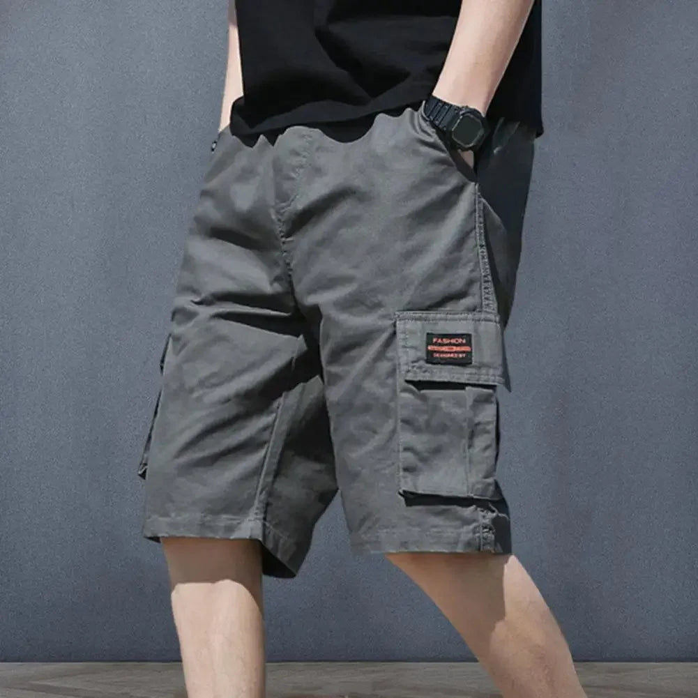 Men Shorts Men's Cargo Shorts with Multiple Pockets Elastic Waist Breathable Fabric for Summer