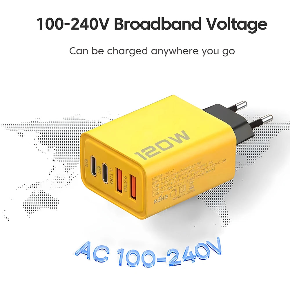 4 Ports USB C PD Charger Quick Charge 3.0 Type C