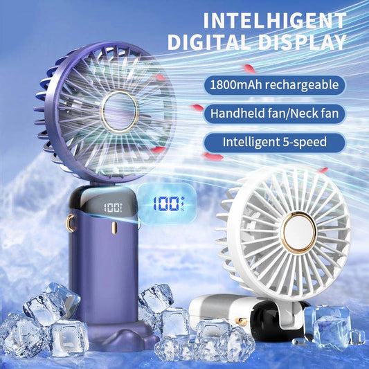 Handheld Mini Fan Foldable Portable Neck Hanging