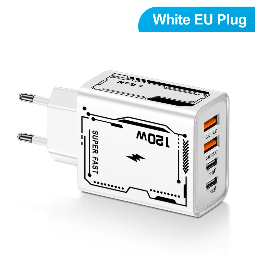 4 Ports USB C PD Charger Quick Charge 3.0 Type C