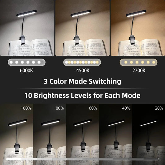 14Leds Book Light USB Rechargeable Reading Light Warm Cool White