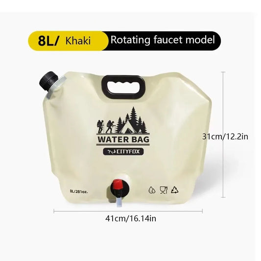 Outdoor Water Storage Bag 8L With Faucet Valve Travel Camping
